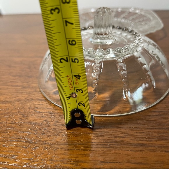 Vintage Crystal Clear Columbia Pattern Glass Butter Dish Lid FEDERAL GLASS 1940s - Picture 6 of 6